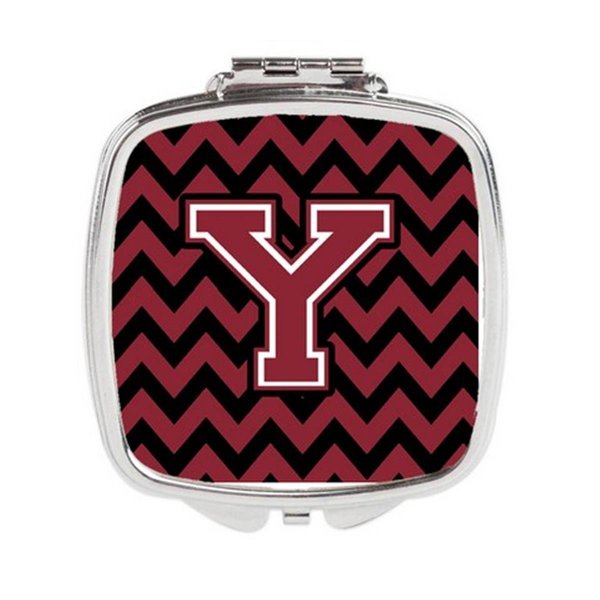 Carolines Treasures Letter Y Chevron Garnet and Black Compact Mirror CJ1052-YSCM